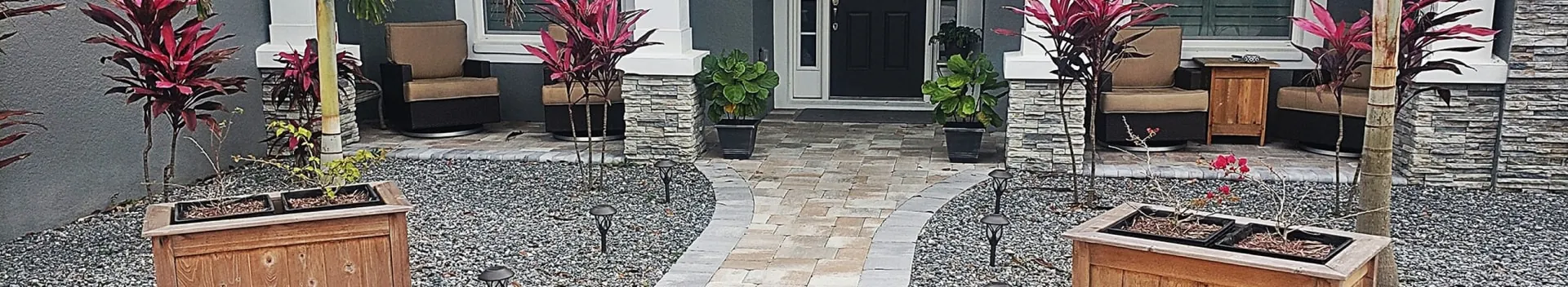Paver entry with raised planters
